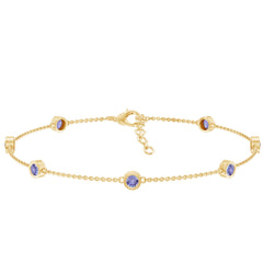 Certified Natural Tanzanite Chain Bracelet for Her