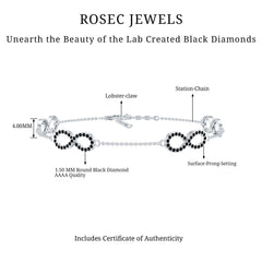 Certified Lab Grown Black Diamond Infinity Chain Bracelet