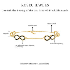 Certified Lab Grown Black Diamond Infinity Chain Bracelet