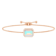 2 Carat Emerald Cut Ethiopian Opal and Diamond Bolo Chain Bracelet