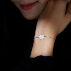 2 Carat Emerald Cut Ethiopian Opal and Diamond Bolo Chain Bracelet