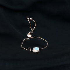 2 Carat Emerald Cut Ethiopian Opal and Diamond Bolo Chain Bracelet