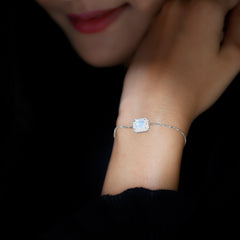 2 Carat Emerald Cut Ethiopian Opal and Diamond Bolo Chain Bracelet