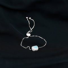 2 Carat Emerald Cut Ethiopian Opal and Diamond Bolo Chain Bracelet