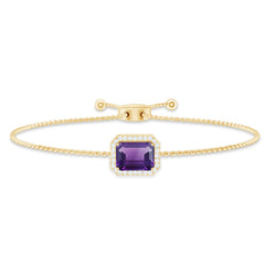 Natural 1.4 Carat Emerald Cut Amethyst Diamond Bolo Bracelet