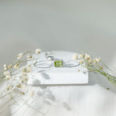 1.8 Carat Emerald Cut Peridot and Diamond Bolo Chain Bracelet