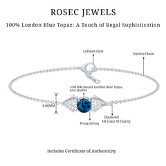 Real London Blue Topaz and Diamond Chain Bracelet