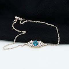 Real London Blue Topaz and Diamond Chain Bracelet