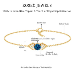Real London Blue Topaz and Diamond Chain Bracelet