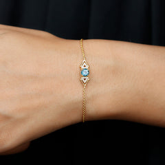 Real London Blue Topaz and Diamond Chain Bracelet