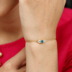 Real London Blue Topaz and Diamond Chain Bracelet
