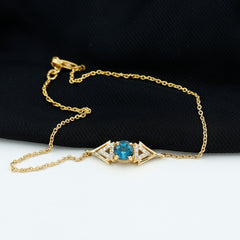 Real London Blue Topaz and Diamond Chain Bracelet