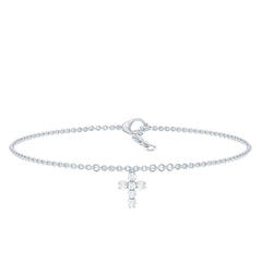 Certified Moissanite Cross Charm Chain Bracelet for Women