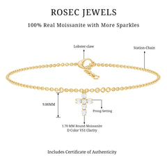 Certified Moissanite Cross Charm Chain Bracelet for Women