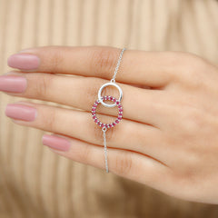 Natural Ruby Interlock Eternity Bracelet with Certificate