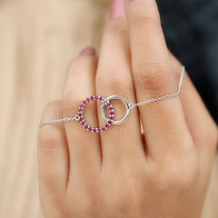 Natural Ruby Interlock Eternity Bracelet with Certificate