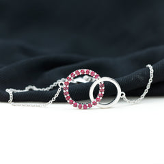 Natural Ruby Interlock Eternity Bracelet with Certificate