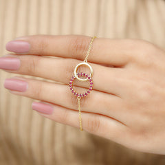 Natural Ruby Interlock Eternity Bracelet with Certificate