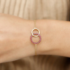 Natural Ruby Interlock Eternity Bracelet with Certificate