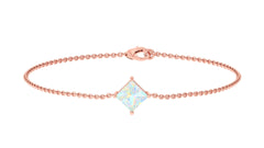 2 Carat Princess Cut Ethiopian Opal Solitaire Chain Bracelet