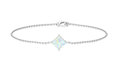 2 Carat Princess Cut Ethiopian Opal Solitaire Chain Bracelet