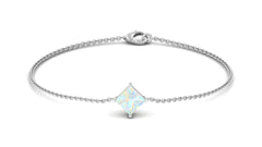 2 Carat Princess Cut Ethiopian Opal Solitaire Chain Bracelet