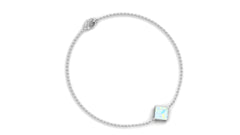 2 Carat Princess Cut Ethiopian Opal Solitaire Chain Bracelet