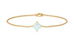 2 Carat Princess Cut Ethiopian Opal Solitaire Chain Bracelet