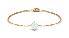 2 Carat Princess Cut Ethiopian Opal Solitaire Chain Bracelet