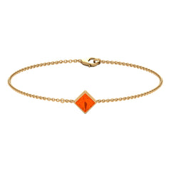 5mm Princess Cut Fire Opal Solitaire Chain Bracelet