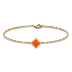 5mm Princess Cut Fire Opal Solitaire Chain Bracelet