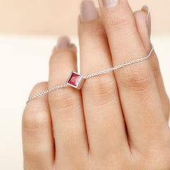 0.8 Carat Princess Cut Ruby Birthstone Bracelet