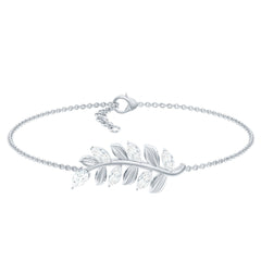 Certified Moissanite Leaf Chain Bracelet for Women