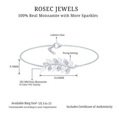 Certified Moissanite Leaf Chain Bracelet for Women