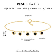 Black Onyx Charm Chain Bracelet