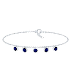 2 Carat Bezel Set Blue Sapphire Charm Bracelet