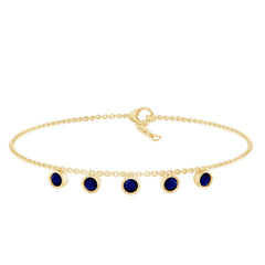 2 Carat Bezel Set Blue Sapphire Charm Bracelet