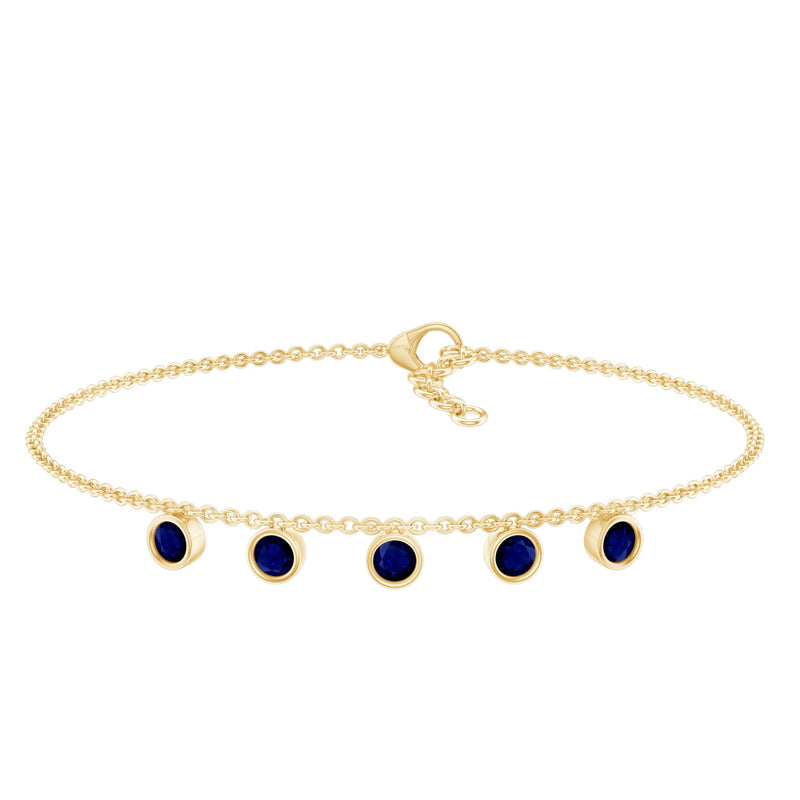 2 Carat Bezel Set Blue Sapphire Charm Bracelet