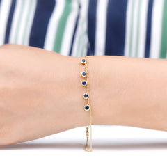 2 Carat Bezel Set Blue Sapphire Charm Bracelet