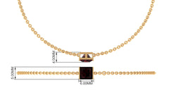 Genuine 1.4 Carat Princess Cut Garnet Solitaire Chain Bracelet