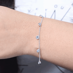 Bezel Set Aquamarine 5 Stone Chain Bracelet