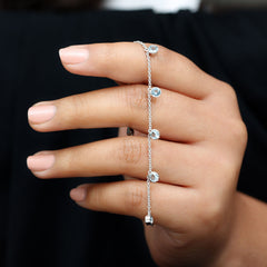 Bezel Set Aquamarine 5 Stone Chain Bracelet
