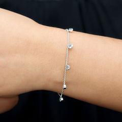 Bezel Set Aquamarine 5 Stone Chain Bracelet