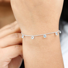 Bezel Set Aquamarine 5 Stone Chain Bracelet