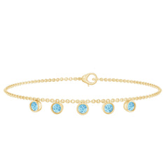 Bezel Set Aquamarine 5 Stone Chain Bracelet