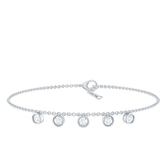 Certified Moissanite Five Stone Chain Charm Bracelet