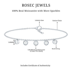 Certified Moissanite Five Stone Chain Charm Bracelet