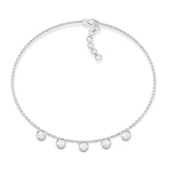 Certified Moissanite Five Stone Chain Charm Bracelet