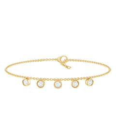 Certified Moissanite Five Stone Chain Charm Bracelet