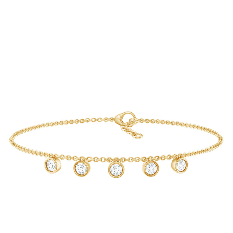 Certified Moissanite Five Stone Chain Charm Bracelet